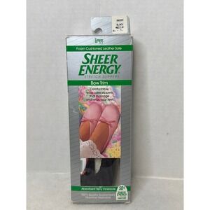 NOS NIP L'eggs Sheer Energy Stretch Slippers Bow Trim Black Sz Med 6.5-7.5 98265